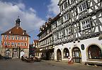 Historische Gebäude am Oberen Marktplatz in Schorndorf, Baden-Württemberg