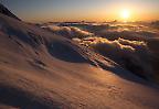 Sonnenuntergang am Refuge des Grands Mulets an der Nordflanke des Mont Blanc (Frankreich)